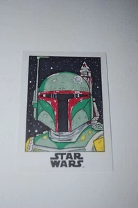 Boba Fett Artist Proof Sketch Card-Topps Star Wars-Andy Bohn 1/1 - Picture 1 of 2