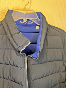 Men's NAUTICA Winter Puffer REVERSIBLE Jacket Coat 2XLT Black Blue Tall New - Picture 1 of 6