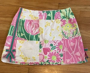 Lilly Pulitzer Girls Skort Floral Patchwork Size 8 Vintage Bows Preppy - Picture 1 of 5