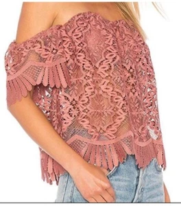 NWT Revolve Lovers + Friends Life is a Beach Lace Top XS Dusty Pink - Picture 1 of 10