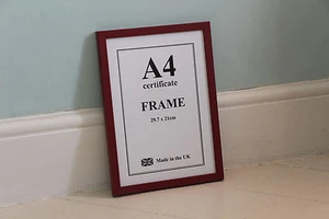 Maroon A4 Certificate Wooden Frame - Picture 1 of 2