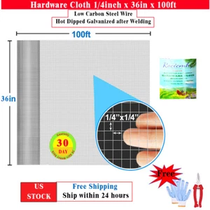 Paño de hardware 1/4 de pulgada galvanizado malla soldada 36 pulgadas x 100 pies cercado alambre de pollo - Imagen 1 de 9
