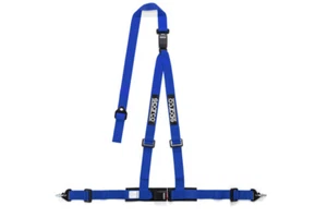 SPARCO Blue 3 Point Harness Belt 2" Straps Double Release Snap-In  - Picture 1 of 1