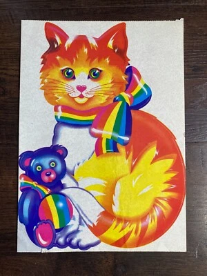 De colección 1984 Lisa Frank Grande Jumbo Pegatina Gatito Gato Oso Arco Arco Arco Arco Iris Nuevo de Lote Antiguo Nuevo Foto 1 de 4