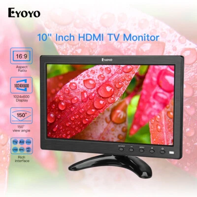 10in Monitor 1024x600 LCD Screen TV/HDMI/VGA/AV/USB Input for Raspberry Pi CCTV - Image 1 of 4