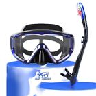 EXP Vision Pano 3 Window Dry Snorkel Adult Snorkeling Gear-Blue