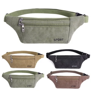 Canvas Waist Bum Bag Men Lady Fanny Pack Travel Casual Money Belt Pouch Wallet - Picture 1 of 14