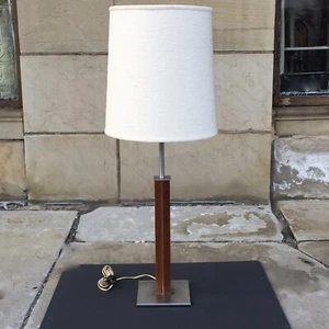 Von Nessen Mid-Century Modern Lamp, Chrome, Walnut Bronx, NY Studio-37 1/2" TALL - Picture 1 of 10