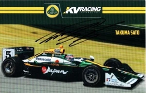 TAKUMA SATO Signed 5.5x8.5 INDY INDYCAR RACING RACECAR Hero Card Photo - Picture 1 of 1