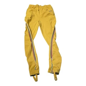 Vintage RARE Mustard Yellow Adidas Track Pants Trousers with Stirrups 60s 70s - Picture 1 of 7