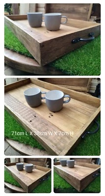 Large Rustic Reclaimed Wood Ottoman Tray/Farmhouse Tray / Serving Tray- Handmade - Image 1 of 4