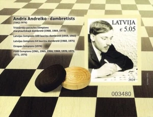 Latvia 2024 (17) Latvian sports legends - A. Andreiko - checkers s/sh unperforat - Picture 1 of 1
