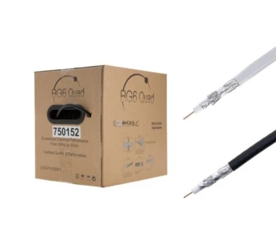 LOTE DE 500 PIES/1000 PIES Cable Coaxial RG6 Escudo Cuádruple 18 AWG Exterior 3GHz TV Satelital Foto 1 de 4