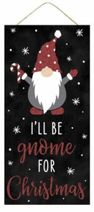 Glitter Gnome For Christmas Plaque, Holiday Wall Art, Black/Grey/Red/White, 12.5 - Imagen 1 de 1