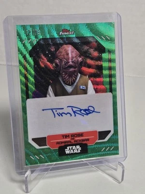2023 Topps Finest Star Wars Tim Rose Admiral Ackbar 12/99 Green Wave Auto Card - Image 1 of 2