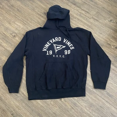 Sudadera con Capucha Vineyard Vines Desde 1998 VVYC Negra Suave Cómoda Bolsillos Para Hombre Grande L Foto 1 de 4