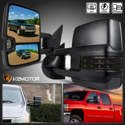 Fit 2007-2013 Chevy Silverado Sierra 1500 2500HD 3500HD Power Heated Tow Mirrors - Image 1 of 4