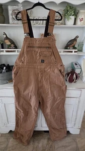 Mens 42x30 Key Bib Overalls Double Knee Brown  - Picture 1 of 11