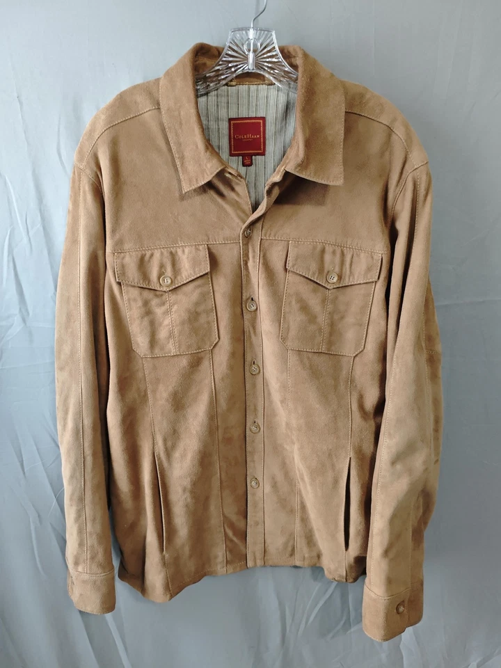 Cole Haan Jacket Mens Large Suede Button Up Western Shirt Pockets Casual - Image 1 of 4