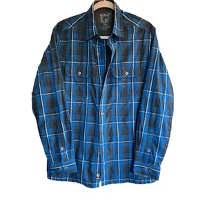 Kuhl Shirt Mens Large Blue Plaid Button Down Long Sleeve Extra Metal Button - Picture 1 of 9
