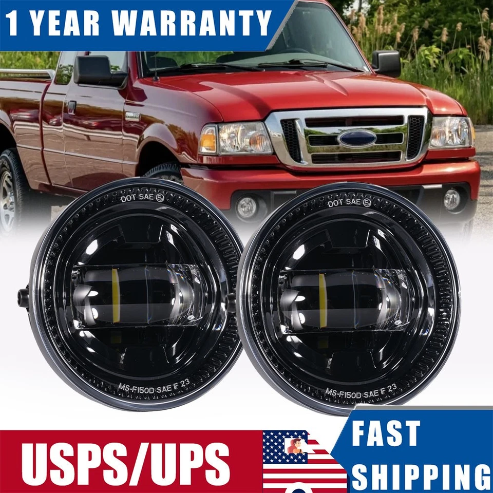 Par de luces antiniebla redondas LED para parachoques para Ford F-150 2004-2014/Ford Ranger 2008-2011  Foto 1 de 4
