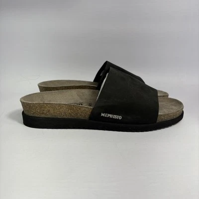 Mephisto Hanik Black Leather Slides Womens US Size 9.5 EU Size 41 Sandalbuck NEW - Image 1 of 4