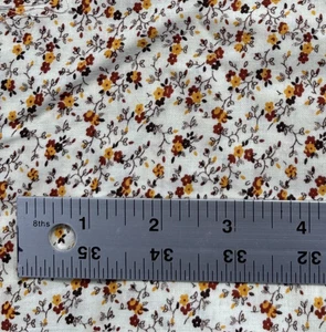 VINTAGE CRANSTON PRINT WORKS Floral Cotton Fabric Brown Yellow 43" x 3 1/4 Yd - Picture 1 of 3
