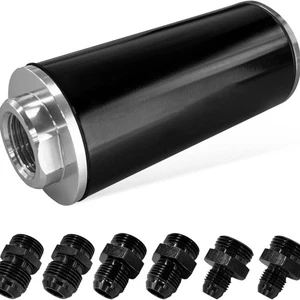 High Flow Inline Fuel Filter 100 Micron Cleanable 6 8AN 10AN Adapter Universal @ - Picture 1 of 11