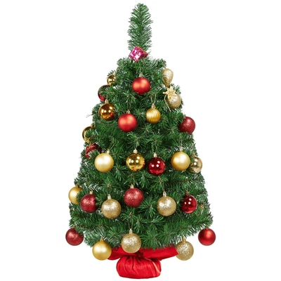 New Alden Design 3 Ft Mini Artificial Christmas Tree with Cement Base, Green... - Image 1 of 4