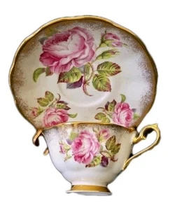 Royal Albert Bone China England Rosa Rosen Goldrand Tasse & Untertasse Set - Bild 1 von 8