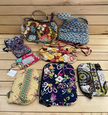 9 件套装 - Vera Bradley 花钱包花卉拉链 ID 保护壳化妆品钱包斜挎包 — 第 1/4 张图片