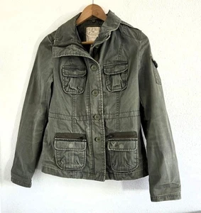 American Eagle Women's Army Green Destressed Utility Pockets Jacket Size Small - Picture 1 of 8