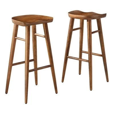 Saville Backless Wood Bar StoolsSet of 2 in Walnut - Image 1 of 4