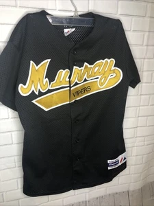 Maglia vintage anni 90 Majestic Murray Vipers con bottoni maglia nera cucita gioventù L - Foto 1 di 8