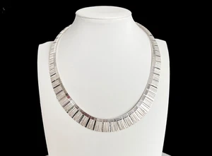 Great looking VTG. Sterling Silver 16" Italian Necklace Choker With Fringe 26.2g - Picture 1 of 6