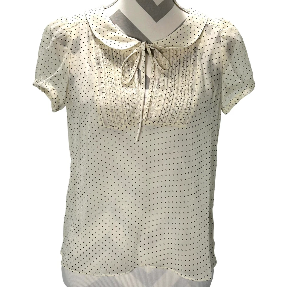 Blusa para mujer American Eagle lunares cuello Peter Pan S P transparente Foto 1 de 4