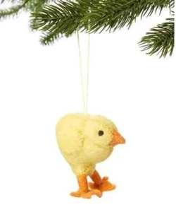 Adorno amarillo bebé pollito hecho a mano lana fieltro seda carretera bazar - Imagen 1 de 1