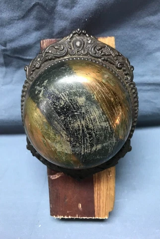 Antique Cast Iron Japanned Brass Push Button Doorbell Old VTG Hardware 2015-22B Cover
