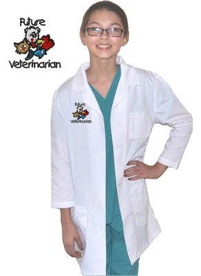 Abrigo de laboratorio veterinario para niños con futuro diseño de bordado veterinario Foto 1 de 4