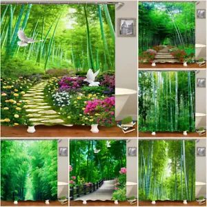 Bamboo Forest Shower Curtain Waterproof Bathroom Bathtub Curtains 12Hooks Gifts - Picture 1 of 13
