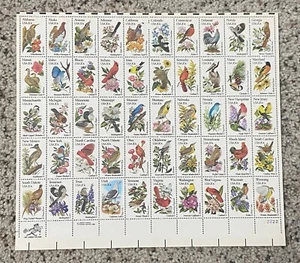 State Birds & Flowers Stamp Sheet from 1981, 20 cents, Scott# 1953-2002 - Picture 1 of 2