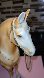 Palomino brillant vintage Breyer #57 cheval occidental avec rênes et accents dorés ; 1990