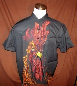 Hardaddy Rooster Mens Short-Sleeve Button-Down Shirt, Poly Blend, Size M, NEW - Picture 1 of 6