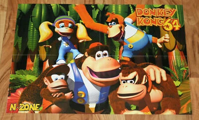 1999 Rayman 2 The Great Escape / Donkey Kong 64 Nintendo N64 Poster 56x40cm  - Bild 1 von 2