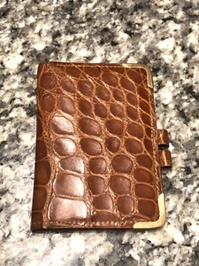 CARTIER Paris Brown Crocodile 14K Gold Mini Address Book Agenda - Picture 1 of 7