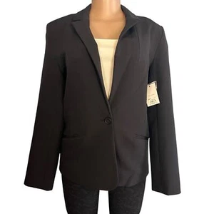 NWT Nine West Womens Classic Single Button Blazer Black Size Medium - Picture 1 of 10