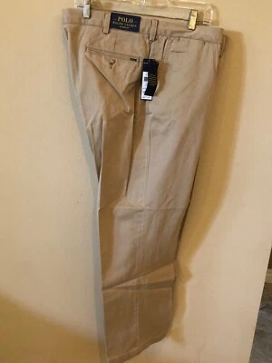 NEW RALPH LAUREN PANTS CHINOS KHAKI TAN CLASSIC FIT FLAT FRONT  44 T / 36 TALL - Image 1 of 4