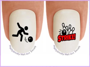 Nail Art 3013 SPORTS Bowling #3 Bowl Strike Waterslide Nail Decals Transfers - Picture 1 of 3