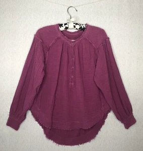 Free People We The Free Purple LS Rounded Hem Beach Day Henley Pullover Top Smal - Picture 1 of 18