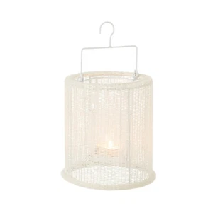 Linterna luz de viento cilindro jardín colgante metal/poliéster blanco pequeño - Imagen 1 de 5